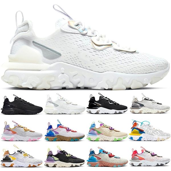 

men react vision women running shoes triple black white iridescent vast grey pn dust saffron mens trainers sport sneakers, White;red