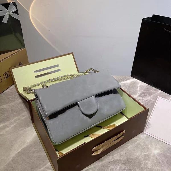 

french high end pearlescent leather ladies shoulder bag double flap chain quilted outdoor sacoche classic street luxury designer handbag wal