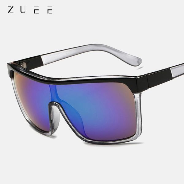 

sunglasses zuee trendy retro rectangle flat shades oversized men women big frame vintage eyewear uv400, White;black