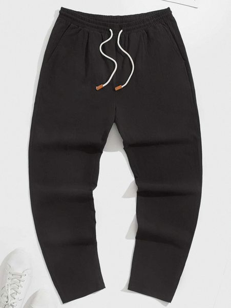 

men drawstring waist pants w5nw#, Black