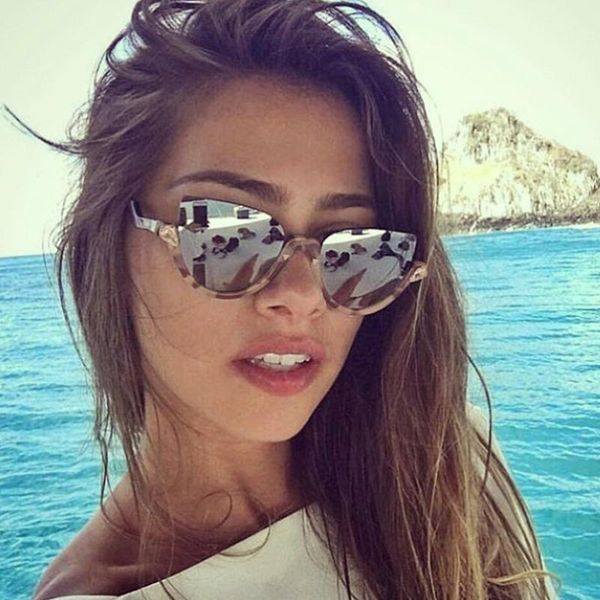 

sunglasses 2021 fashion women cat eye retro brand design small frame sun glasses ladies eyewear vu400 feminino, White;black