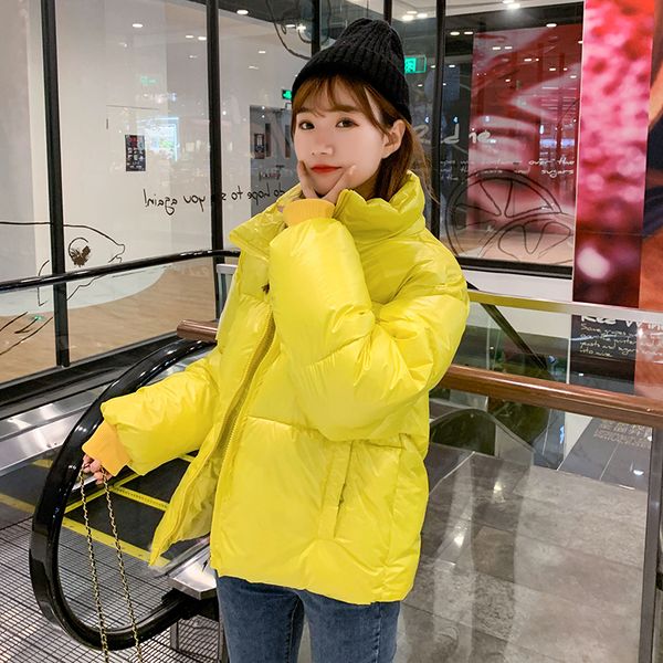 

2021 newwomen winter warm jacket coat cotton padded womens glossy down jackets coats overcoat dg29, Black