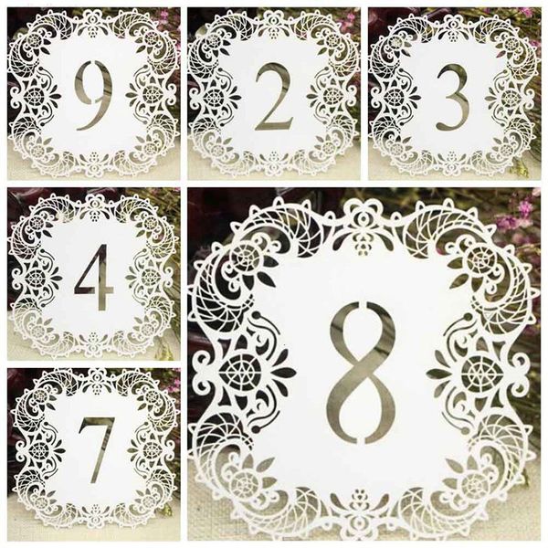 

white hollow cut table number cards 1-10 supplies centerpiece decorations wedding engagement party decor