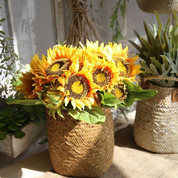

artificial sunflower flower bouquet 7 heads silk fake flowers for party office decor home garden decoration artificial plants