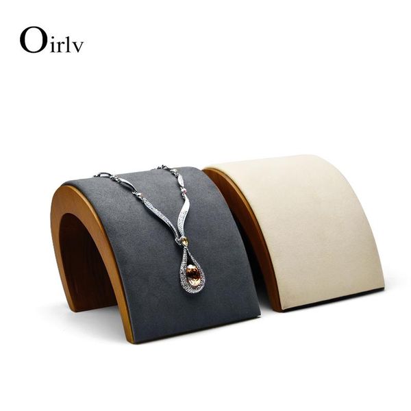 

fanxi jewelry display wooden necklace display jewelry stand arched necklace holder showcase with soft sponge stand, Pink;blue