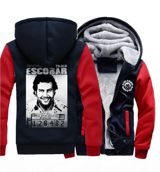 

size m-5xl women men pablo escobar 128482 print thicken hoodies winter woolen zipper coat casual velvet jacket, Black