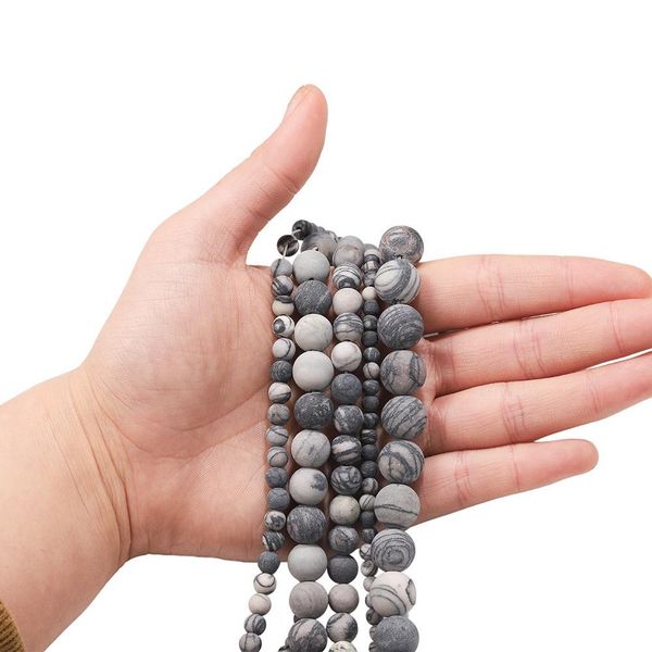 

1strand lot 4 6 8 10mm matte black web jaspers stone round loose spacer beads for bracelet jewelry makings supplies wholesale h jlltbd