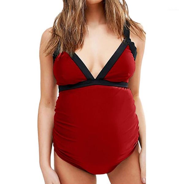 

maternity swimwears swimwear tankini women solid strappy pregnancy swimsuit bikinis halter pregnant baÃ±ador embarazada1, White
