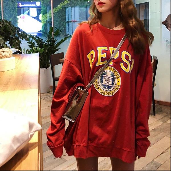 

korean oversized thin hoodies 2021 autumn women sweatshirts letter print casual pullover kawaii cute long sleeve streetwear, Black