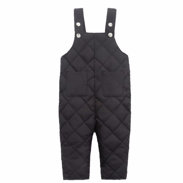 

baby boys romper overalls solid color girls down-cotton jumpsuit for children clothes 2020 new winter kids warm pant with pocket lj201203, Blue