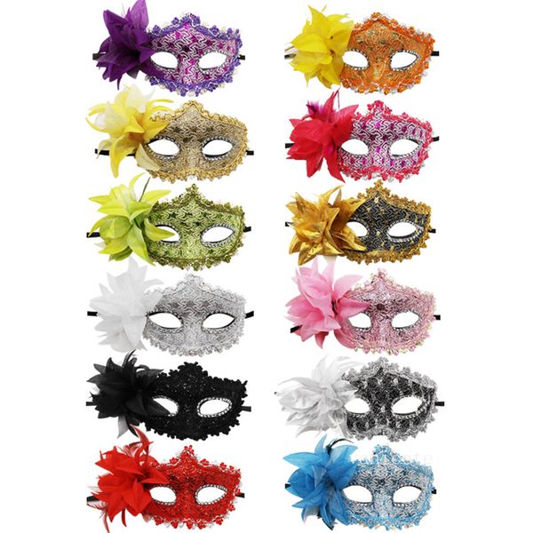 Venedig Halloween Maske schöne Seite Blume Rose Spitze Masken Maskerade Prom Party AugenmaskeZC953