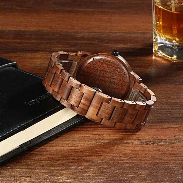 

2019 sandalwood suit men's bamboo quartz new watch oem 20214lvg, Slivery;brown
