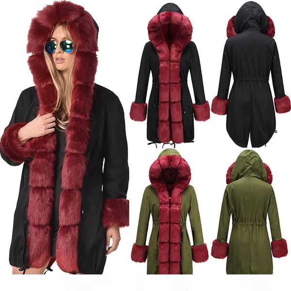 

печень с капюшоном simple womans вниз с длинным рукавом теплый флис x-long женские дизайнерские пальто зимние армии красные парки, Black