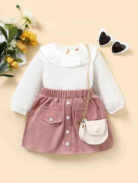 

baby ruffle trim & flap detail skirt without bag she, White