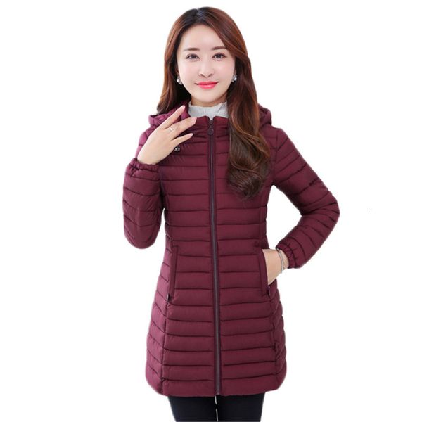 

2021 new female winter red wine -6xl plus size down cotton jacket new autumn thin korean fashion with hood parkas feminine 7wco, Black