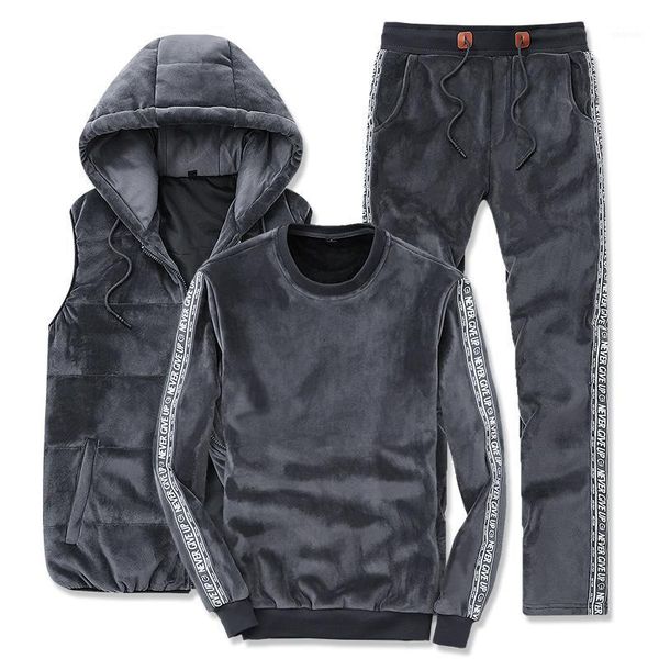 

men outdoor sport suit winter warm tracksuits 3pcs/set 1751, Black;blue