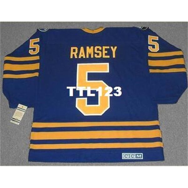 

mens #5 mike ramsey buffalo sabres 1992 ccm vintage retro hockey jersey or custom any name or number retro jersey, Black
