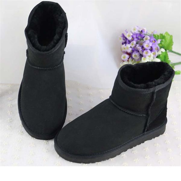 

shoes 2020 cowskin fashion ankle woman snow warm female winter boots, Black