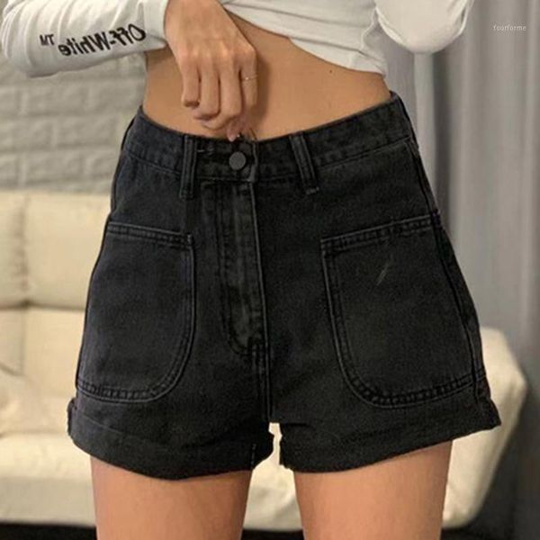 

loose high waist curled denim shorts jeans women new fashion women korean version thin denim shorts jeans casual wide leg pants1, Blue