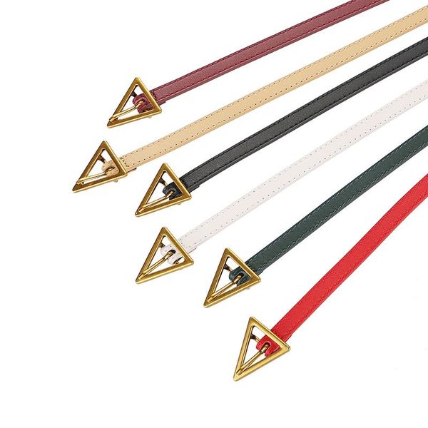 

soft genuine leather belts women luxury cowskin thin knot belt dress punk vintage triangle buckle knotted waistband casual jean sqchkc, Black;brown