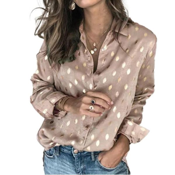 

fashion printed shirts casual long sleeve turn-down collar women blouse, White