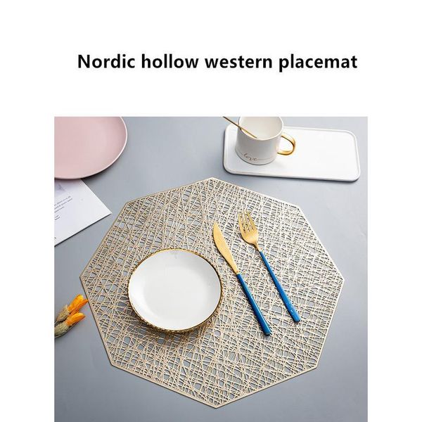 

pvc placemats individual table octagonal waterproof non slip table mats heat-insulated pad coaster home decoration t jlluez