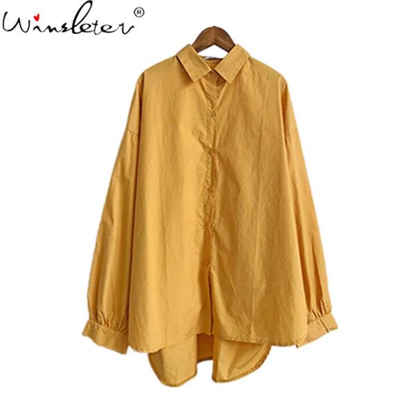 

yellow woman shirts 2020 autumn single breasted ladies long sleeve women's casual turn-down collar blouses t09108k, White