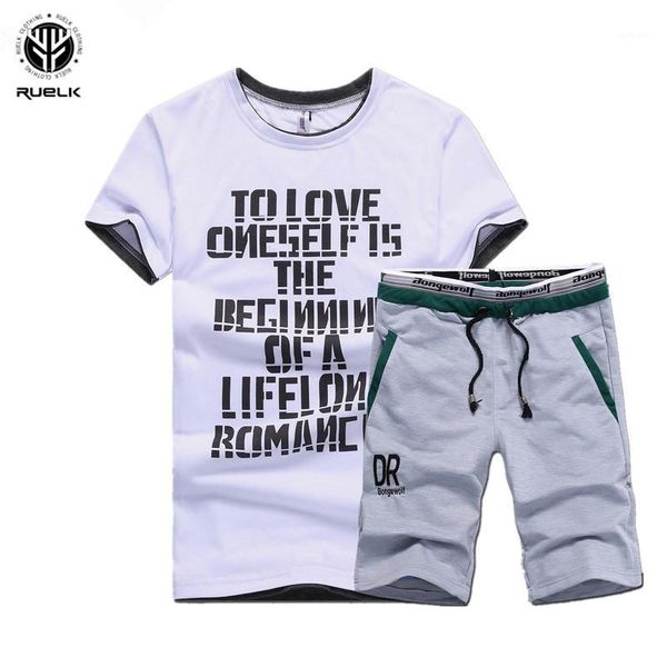 

ruelk sportsuits set men t shirt suits summer 2pc short set men's stand collar fashion 2 pieces t-shirt shorts tracksuit1, Gray