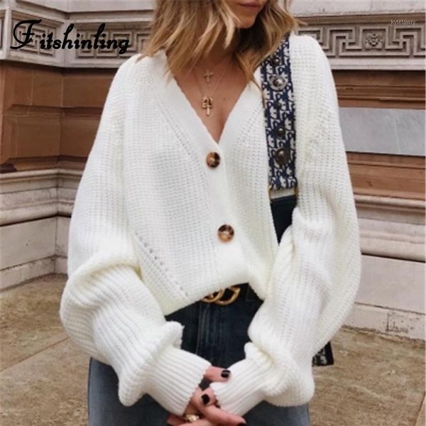 

fitshinling buttons up sweater cardigan women knitwear v neck women's clothing winter 2019 cardigan korean style cardigans sale1, White