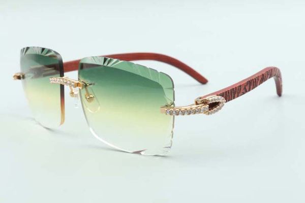 

2021 cutting lens medium diamonds sunglasses 3524020, tiger wooden temples glasses, size: 58-18-135mm, White;black