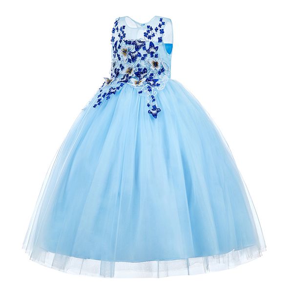 

fashion princess dress girls long dress summer new style children' wedding dress skirt performance costumes for children (ck2979, White;blue