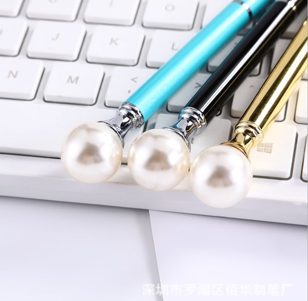 

11 color pearl ball pens ballpen fashion big pearl ballpoint pens pens for school stationery office supplies party wedding, Blue;orange