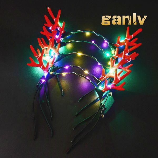 

pack of 10 pcs christmas gifts antler luminous hair band led colorful party decorations street fashion accessories, Black;brown