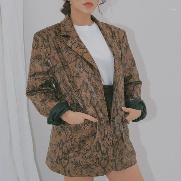 

2018 autumn new two piece set korean style long blazers coats and mini skirt snake suits1, White;black
