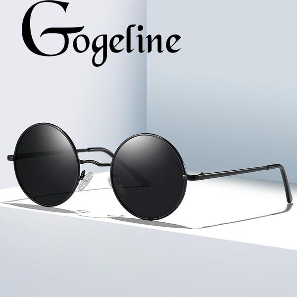 

2020 retro round polarized sunglasses for women men brand designer uv400 mirror fashion colorful shades classic metal eyegalsses, White;black