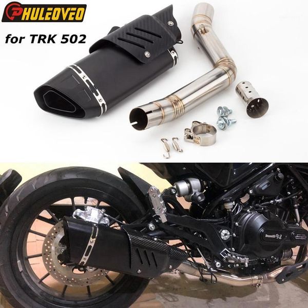 

for benelli trk502 exhaust link pipe id:45mm link pipe with motorcycle exhaust muffler shield cover mid for trk502 escape1