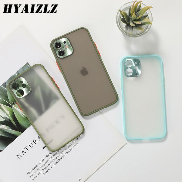 

simple matte phone case for iphone 12 mini 11 pro xr xs max se2020 7 8 6 plus ultra-thin capa metal camera protection back cover