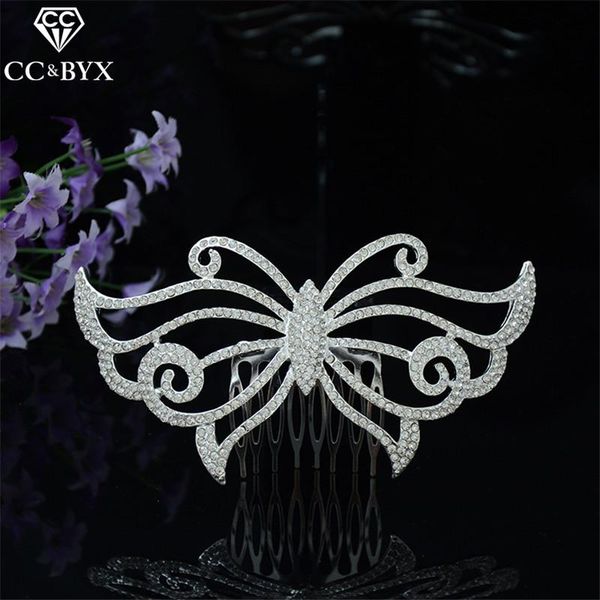 

comb hair combs butterfly shape cubic zircon engagement wedding hair accessories for bride party jewelry simple gift fs013, Golden;silver