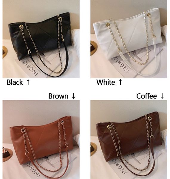 

women 's soft pu leather handbag large capacity crossbody 2020 new style rhomboid pocket chain shoulder bag fashion big bag 77634