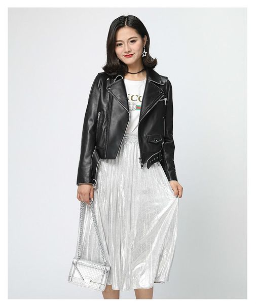 

genuine jacket women 2020 autumn real sheepskin leather coat korean motorcycle jackets chaqueta mujer yfn--2 yy422, Black