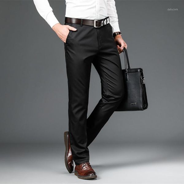 

men dress pants smart casual solid suit pants men office mid full length suit trousers for man straight1, White;black