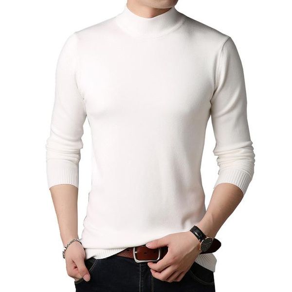 

sweater men's fall slim sweater casual solid turtleneck youth knitwear plus size s-4xl 23.22, White;black