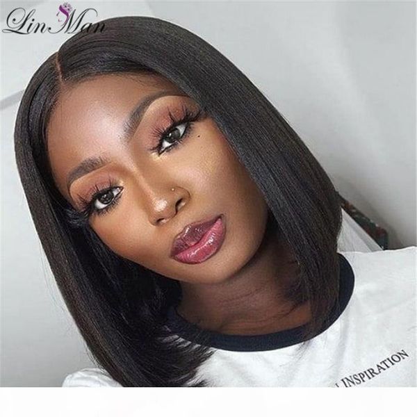 

brazilian wig straight short bob lace front wigs lace front human hair wigs pre-plucked with baby hair, Black;brown