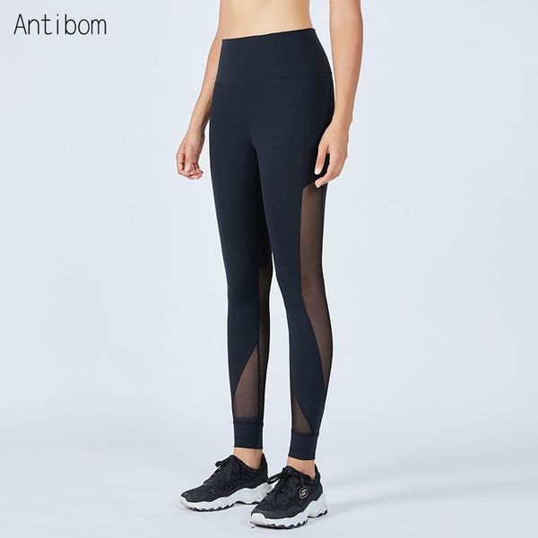 

antibom women sport fitness leggings tights gym high waist mesh yoga pants exercise running sportswear, White;red