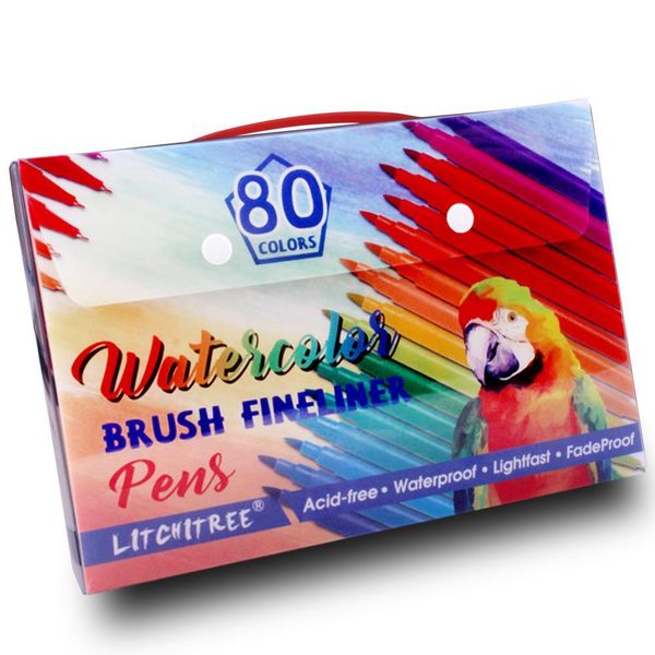 

80 120 dual tip brush pens fineliner pens felt tip coloring pens markers for colouring h wmtsck, Black;red