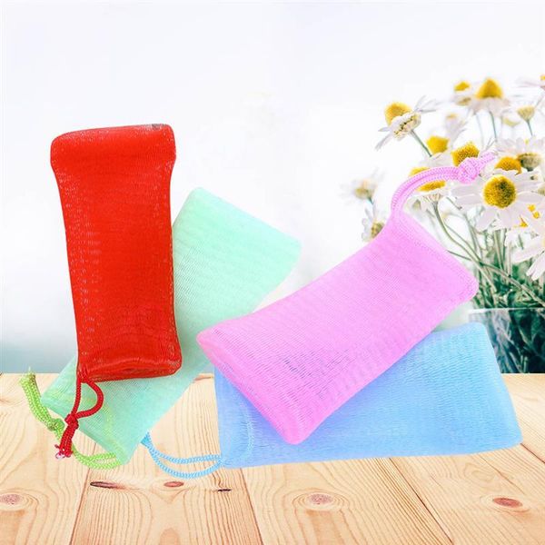 

4pcs colorful exfoliating mesh soap saver pouch bubble foam net handmade soap mesh bag facial cleaning netting (random color) wmtdzy