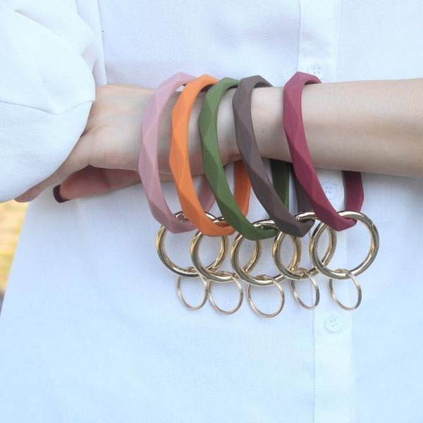 

100pcs silicone bracelet keychain prismatic bangle geometric key ring accessories gift purse hang decor sn3389outletx1b3