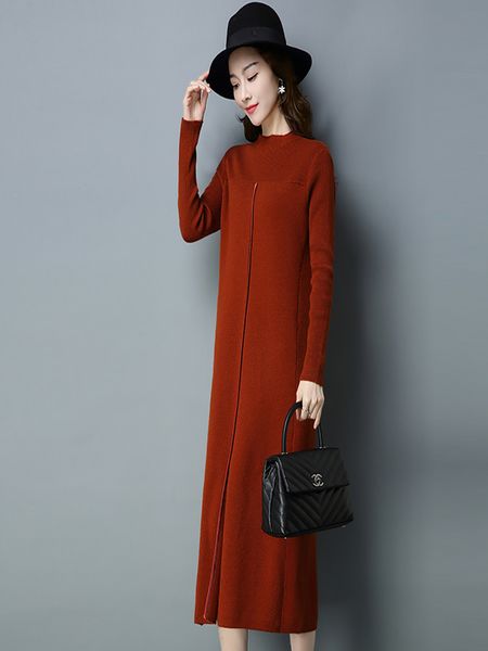 

2021 new knitted dress autumn winter female new version base dresses color hedging cardigan basis split women skirts l6kj, Black;gray