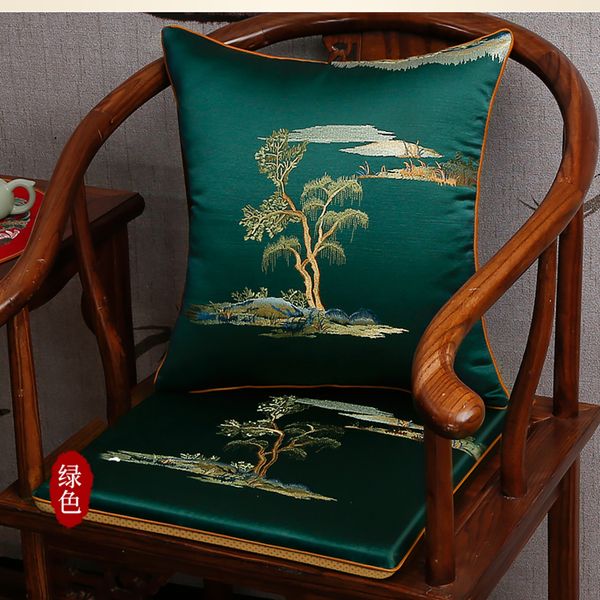 

luxury embroidery tree scenic chinese silk satin seat pad cushion chair sofa home decorative pillowcase armchair lumbar pillow