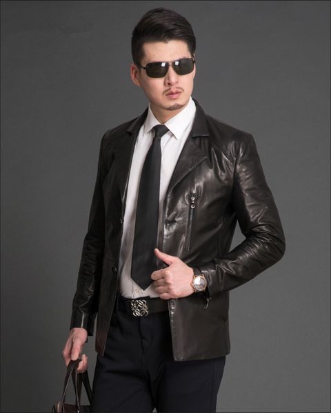 

2020 men's big leather jackets genuine spring jacket wxf142 qlua, Black
